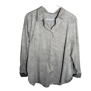 Chico's Shirt Women's 3 XL No Iron Coolmax Button Up Gray Classic Collared
